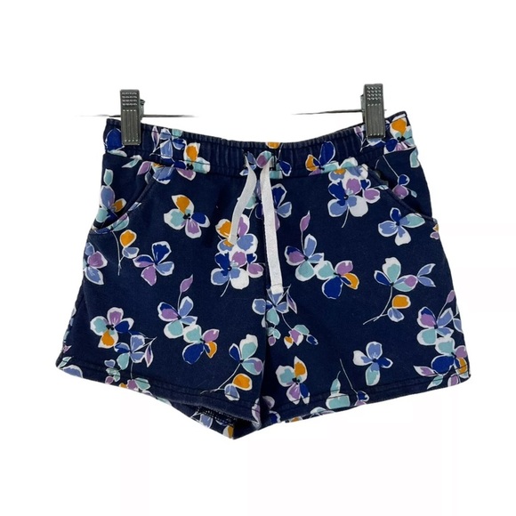 Carters Girls Flower Patterned Shorts Size 8 Navy Blue Teal Purple White Orange - Picture 1 of 6
